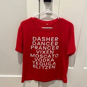 Red Graphic Reindeer and Drink T-Shirt